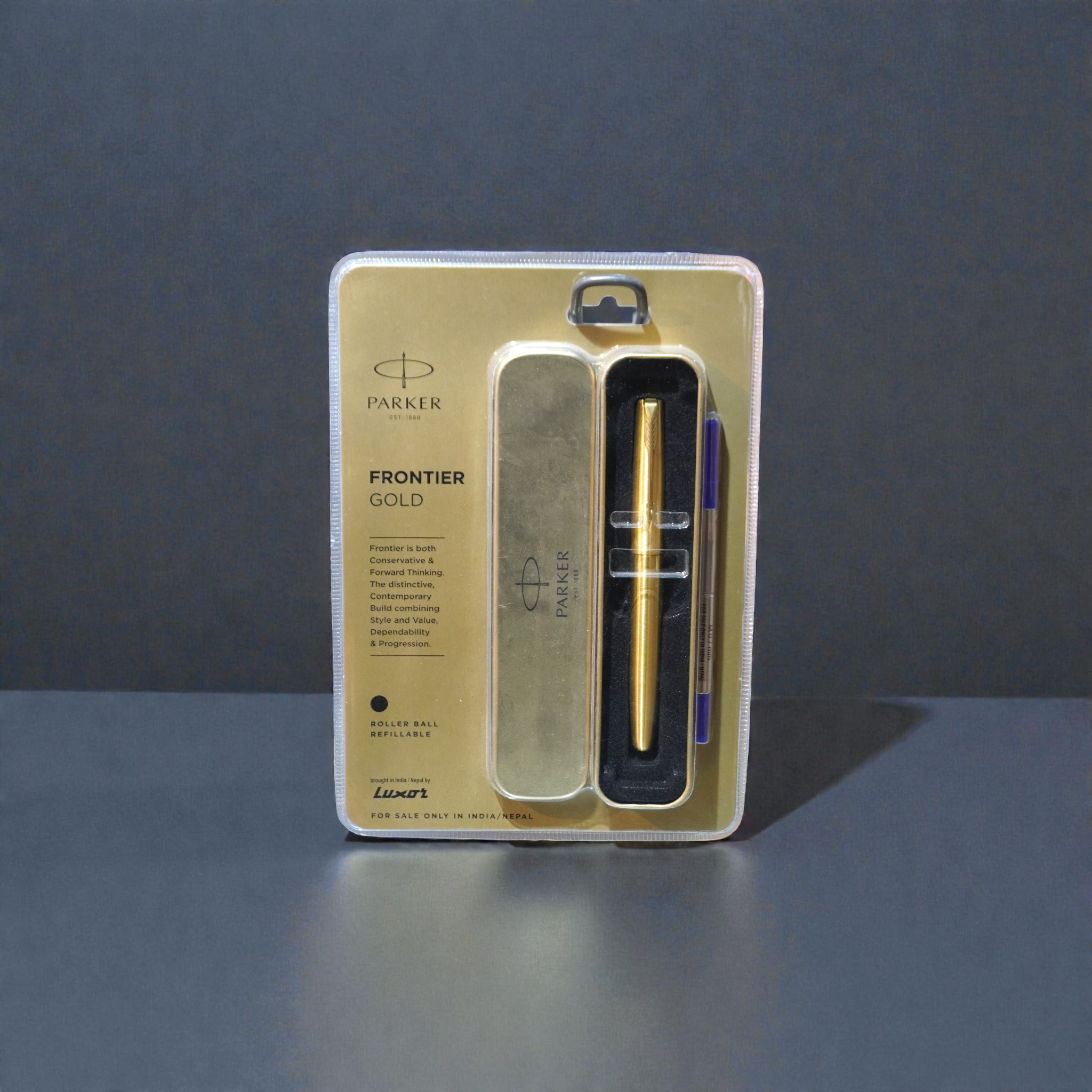 PARKER Galaxy Frontier Gold Roller Ball with Gold Trim and Ultra Refills Combo Pack Roller Ball Pen