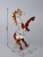Prancing Horse Glass Decoration Showpiece - 20 inches height