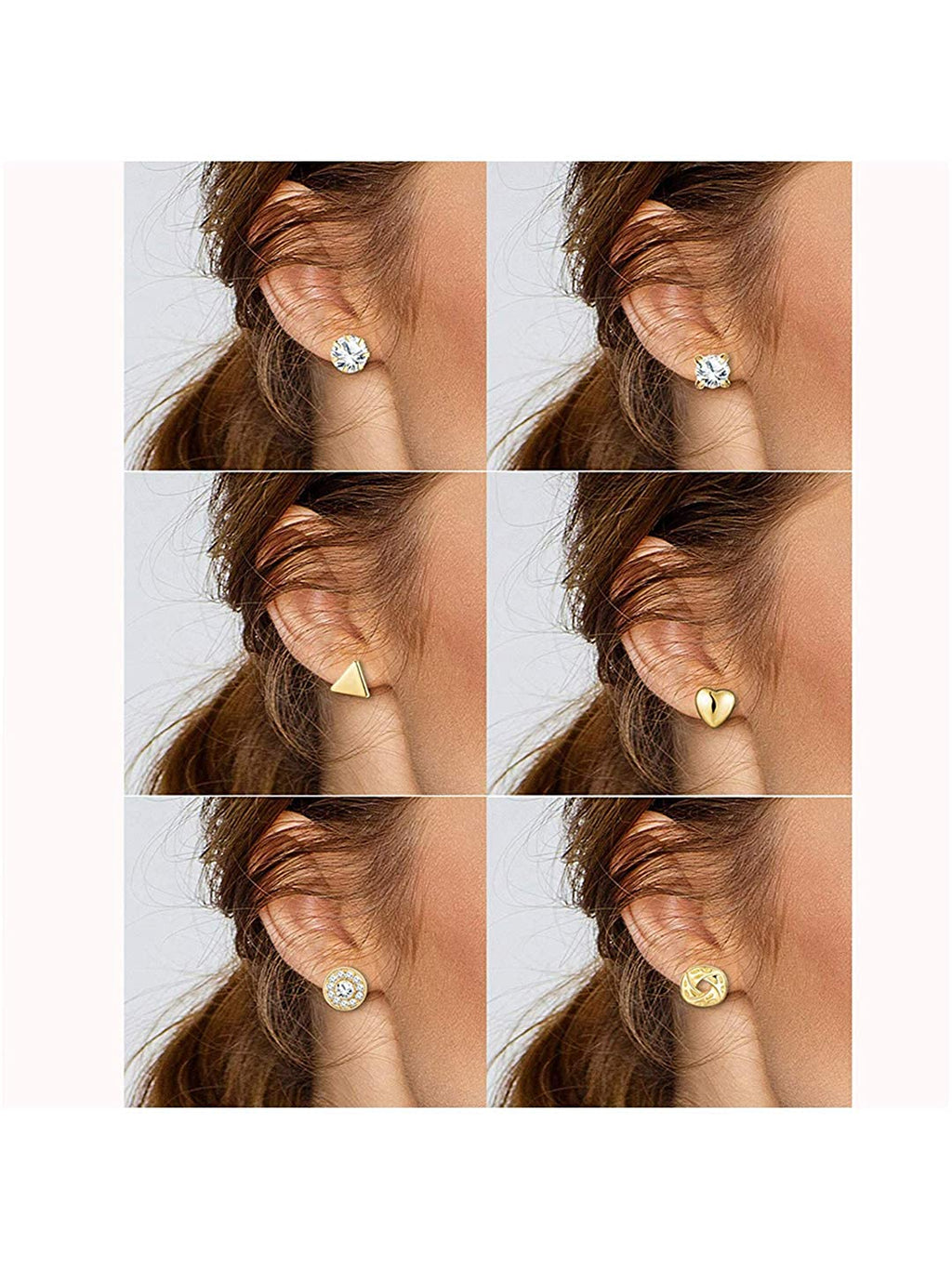 Classic Gold & Crystal Stud Earring Set – 12 Pairs