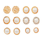 6-Pair Gold-Tone Pearl Earrings for Every Look