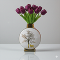 Flower Vase Decorative Exquisite White Golden Ceramic Vase