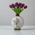 Flower Vase Decorative Exquisite White Golden Ceramic Vase