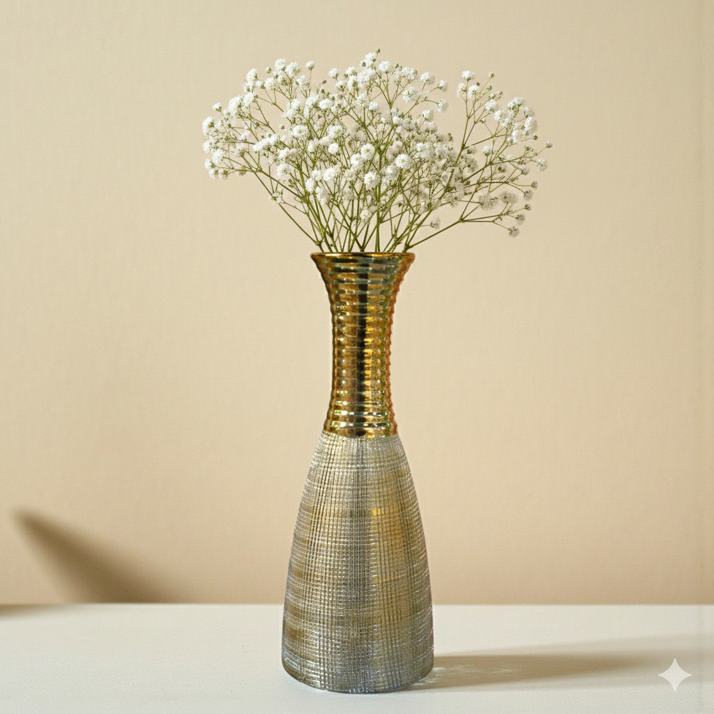 A hammered metal vase for home Decoration | Gold