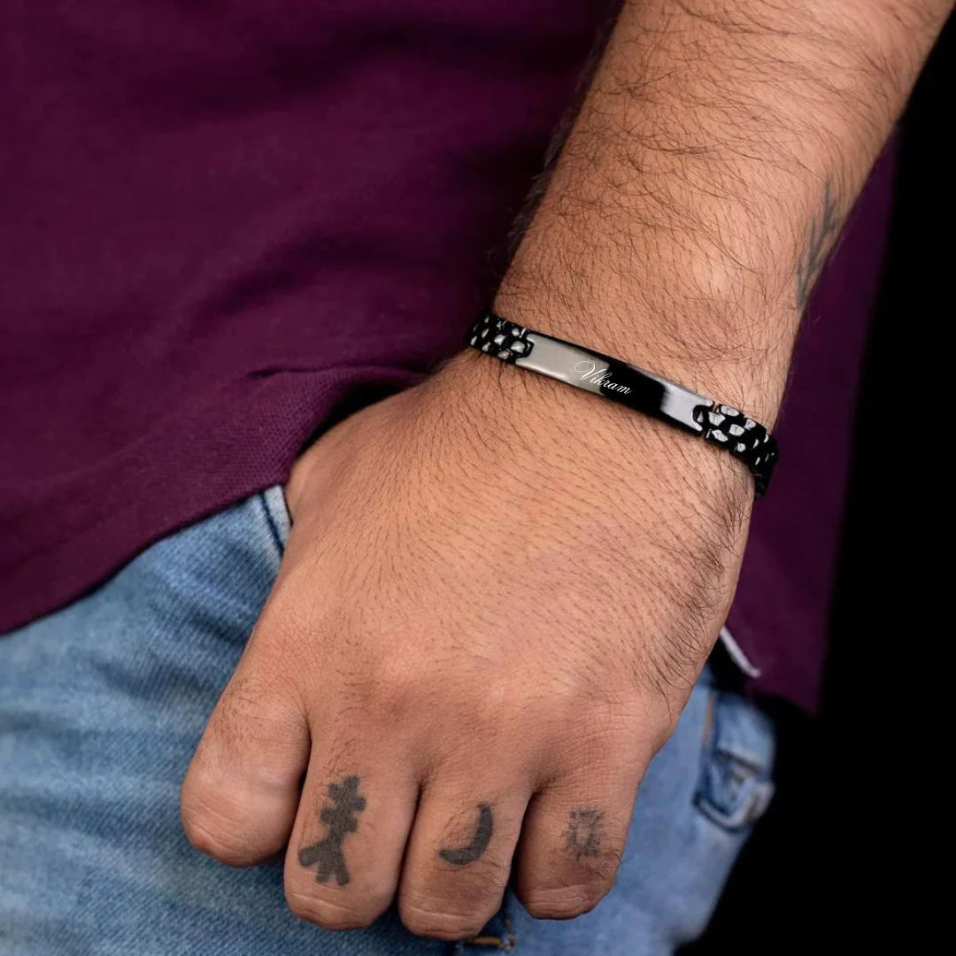 Personalised Chain Bracelet - Black
