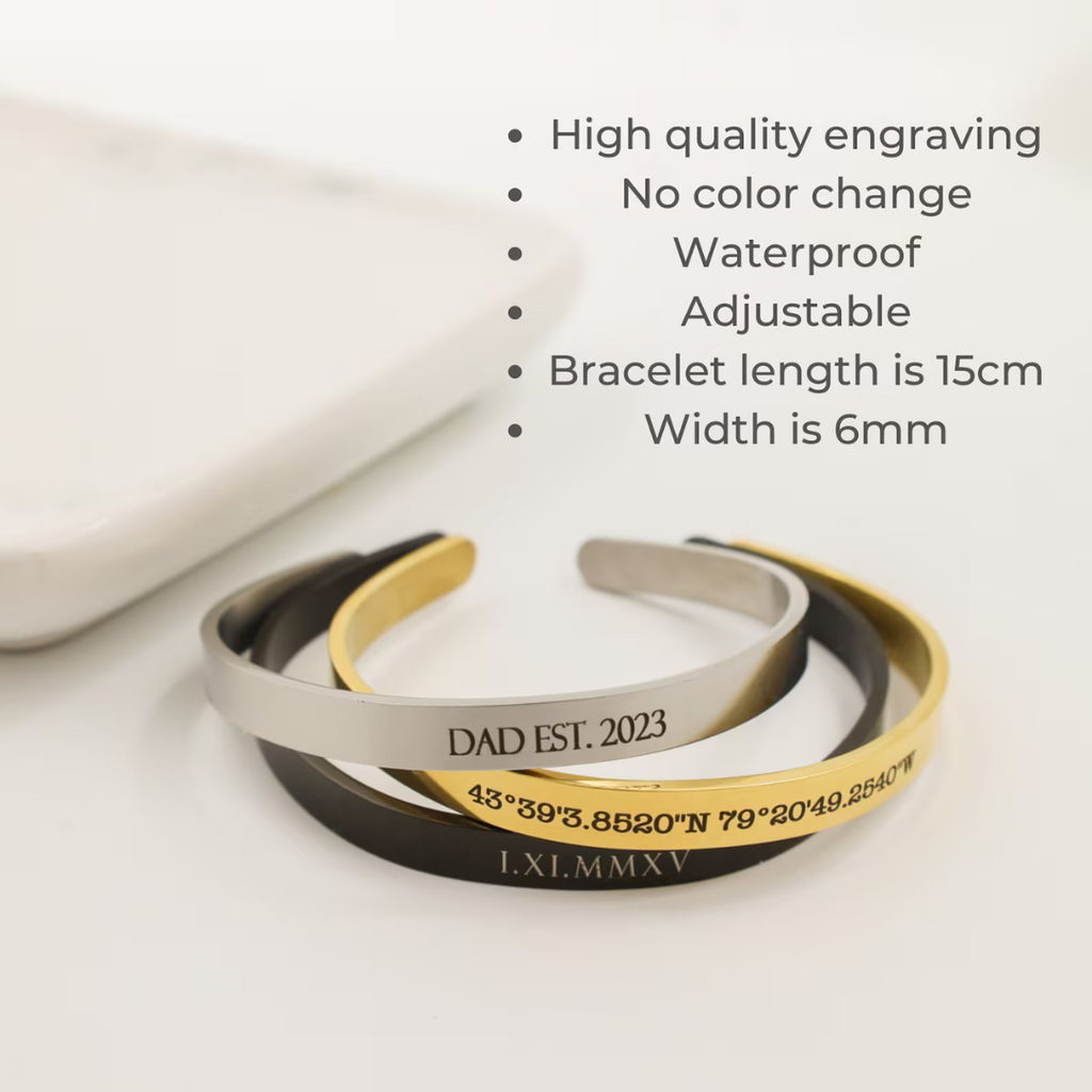 Personalised Cuff Bracelet Gold