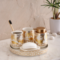 Meshed Pattern 4 Piece Bath Set (Gold)