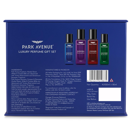 Park Avenue Luxury Perfume Gift Set for Men, 4x20 ml