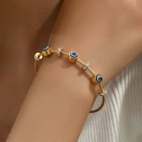 Gold Evil Eye Charm Bracelet