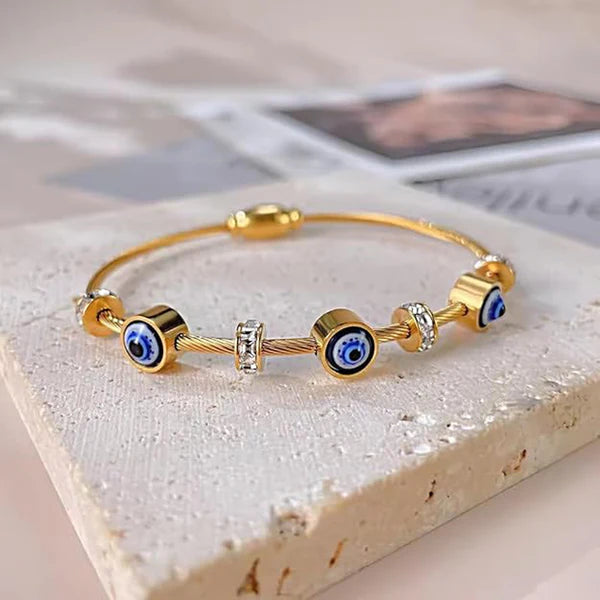 Gold Evil Eye Charm Bracelet