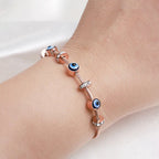 Rose Gold Evil Eye Charm Bracelet