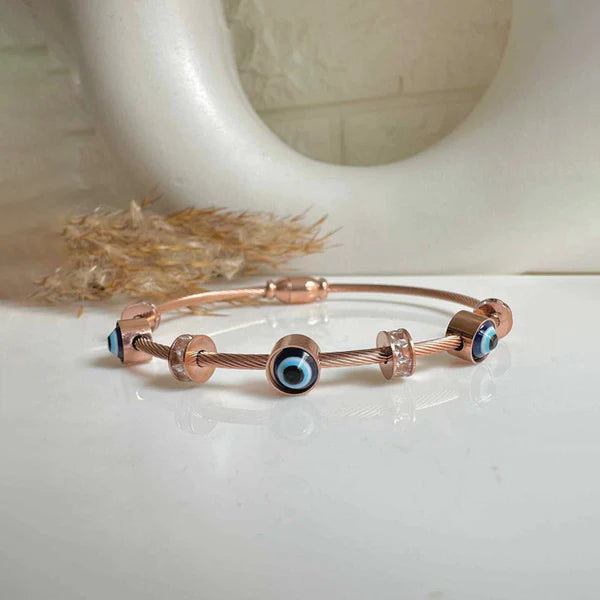 Rose Gold Evil Eye Charm Bracelet