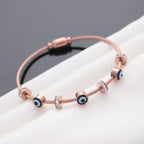 Rose Gold Evil Eye Charm Bracelet
