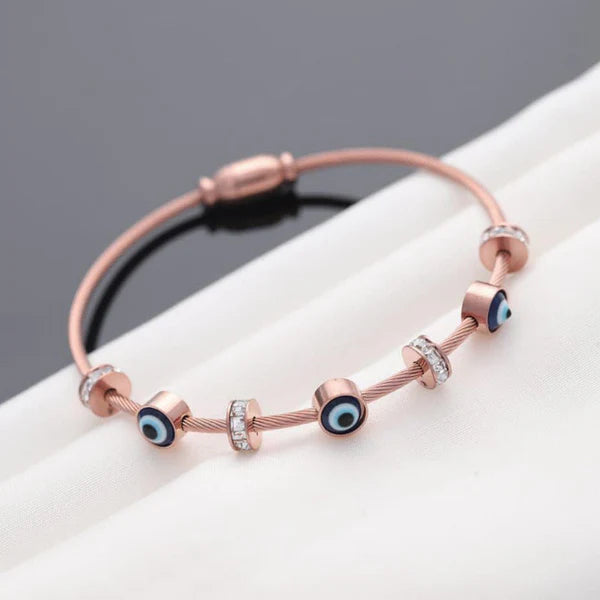 Rose Gold Evil Eye Charm Bracelet