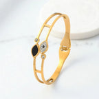 Gold Double Band Evil Eye Bracelet