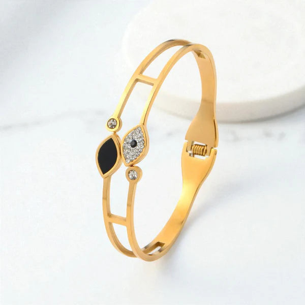 Gold Double Band Evil Eye Bracelet