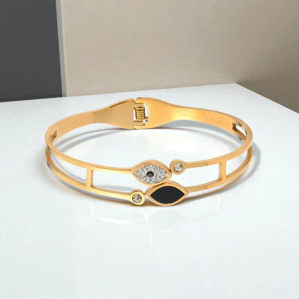 Gold Double Band Evil Eye Bracelet
