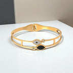 Gold Double Band Evil Eye Bracelet