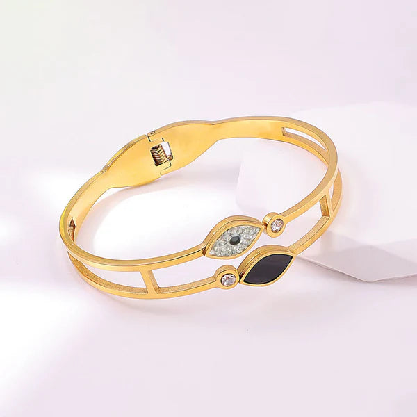 Gold Double Band Evil Eye Bracelet