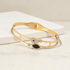 Gold Double Band Evil Eye Bracelet