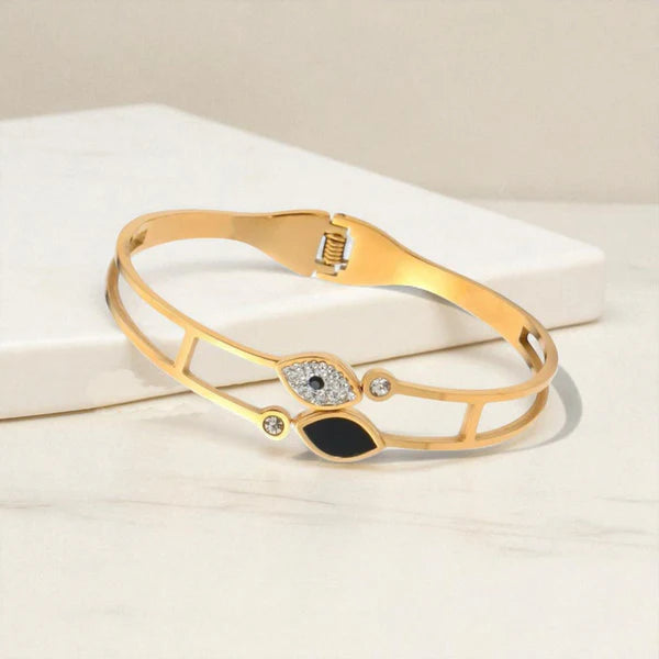 Gold Double Band Evil Eye Bracelet