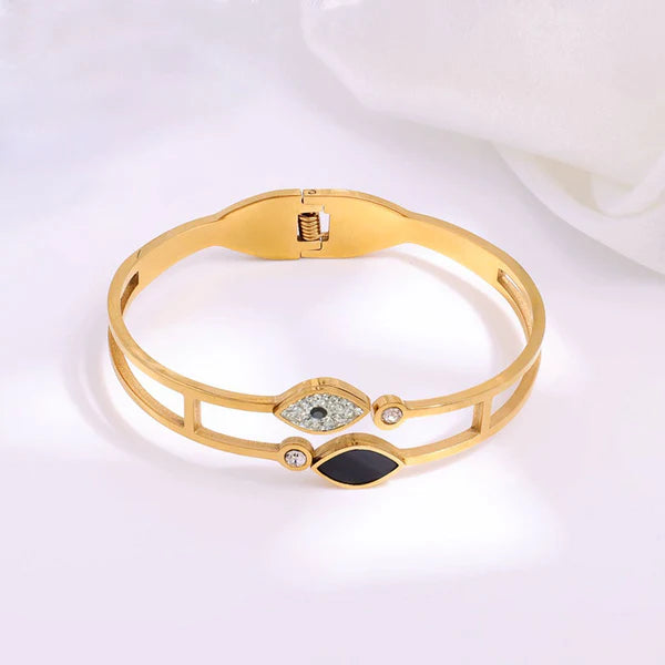 Gold Double Band Evil Eye Bracelet