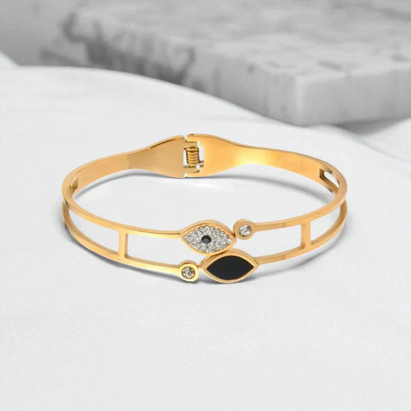 Gold Double Band Evil Eye Bracelet