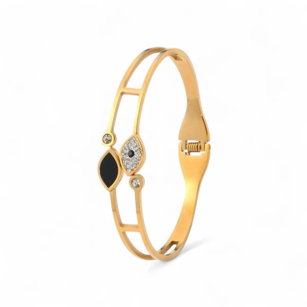 Gold Double Band Evil Eye Bracelet
