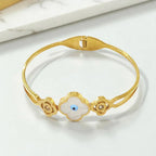 Gold Clover Evil Eye Bracelet