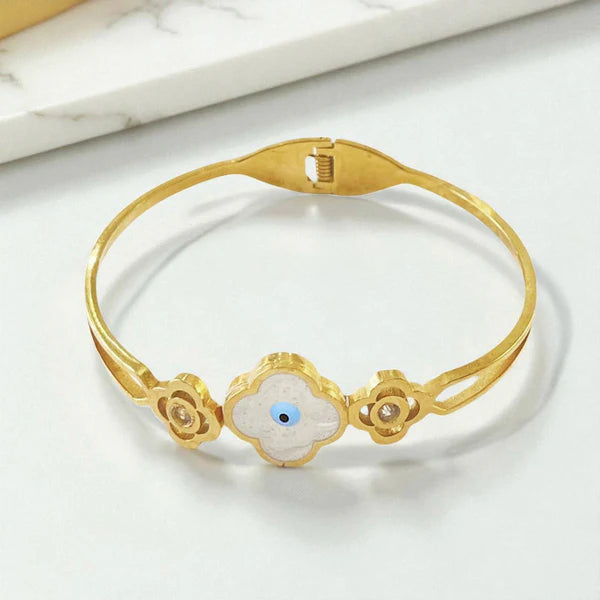 Gold Clover Evil Eye Bracelet