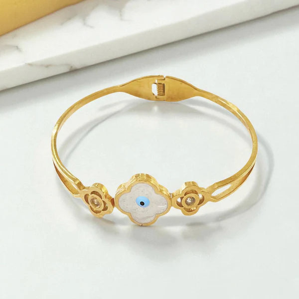 Gold Clover Evil Eye Bracelet