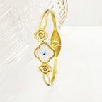 Gold Clover Evil Eye Bracelet