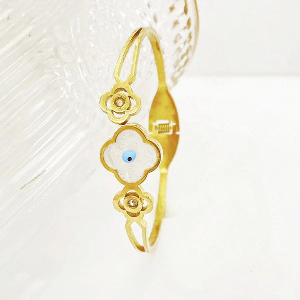 Gold Clover Evil Eye Bracelet
