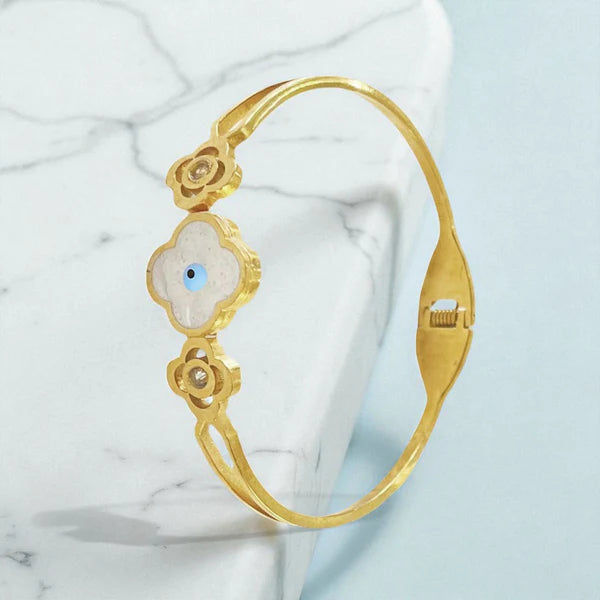 Gold Clover Evil Eye Bracelet