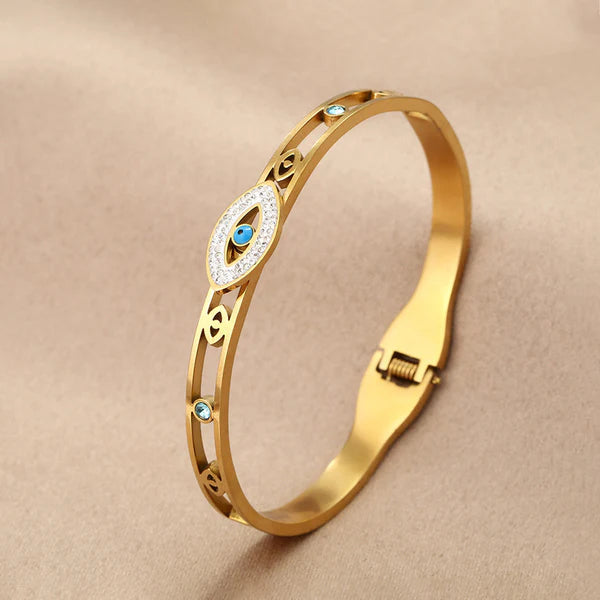 Evil Eye Gold Bangle Bracelet