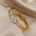 Evil Eye Gold Bangle Bracelet