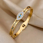 Evil Eye Gold Bangle Bracelet