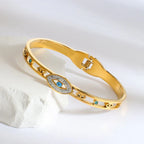 Evil Eye Gold Bangle Bracelet