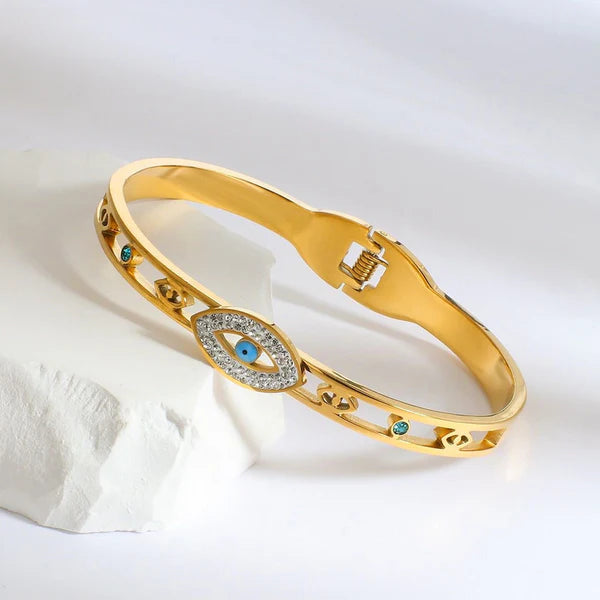 Evil Eye Gold Bangle Bracelet