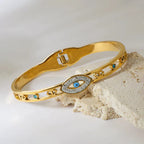 Evil Eye Gold Bangle Bracelet