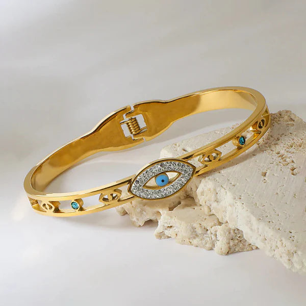 Evil Eye Gold Bangle Bracelet