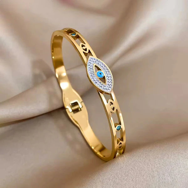Evil Eye Gold Bangle Bracelet