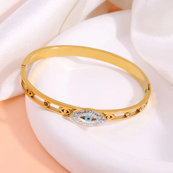 Evil Eye Gold Bangle Bracelet