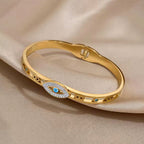 Evil Eye Gold Bangle Bracelet