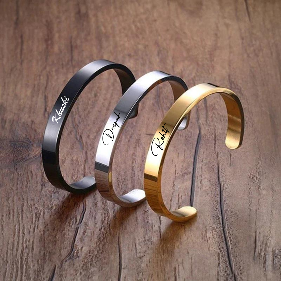 Personalised Cuff Bracelet Gold