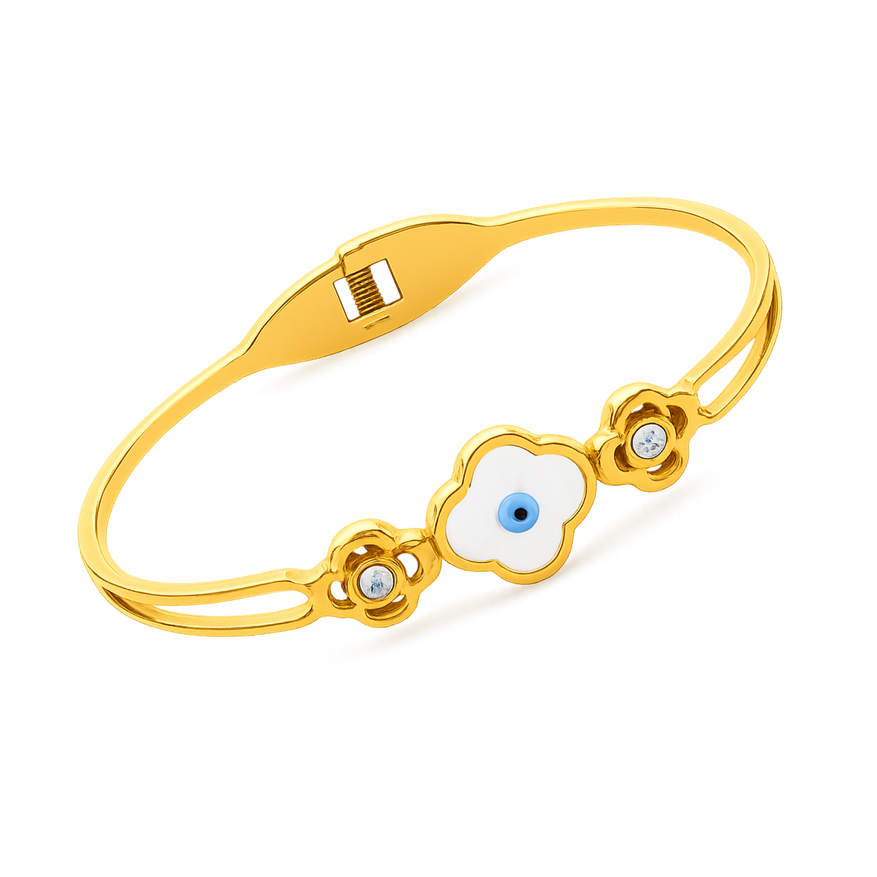 Gold Clover Evil Eye Bracelet