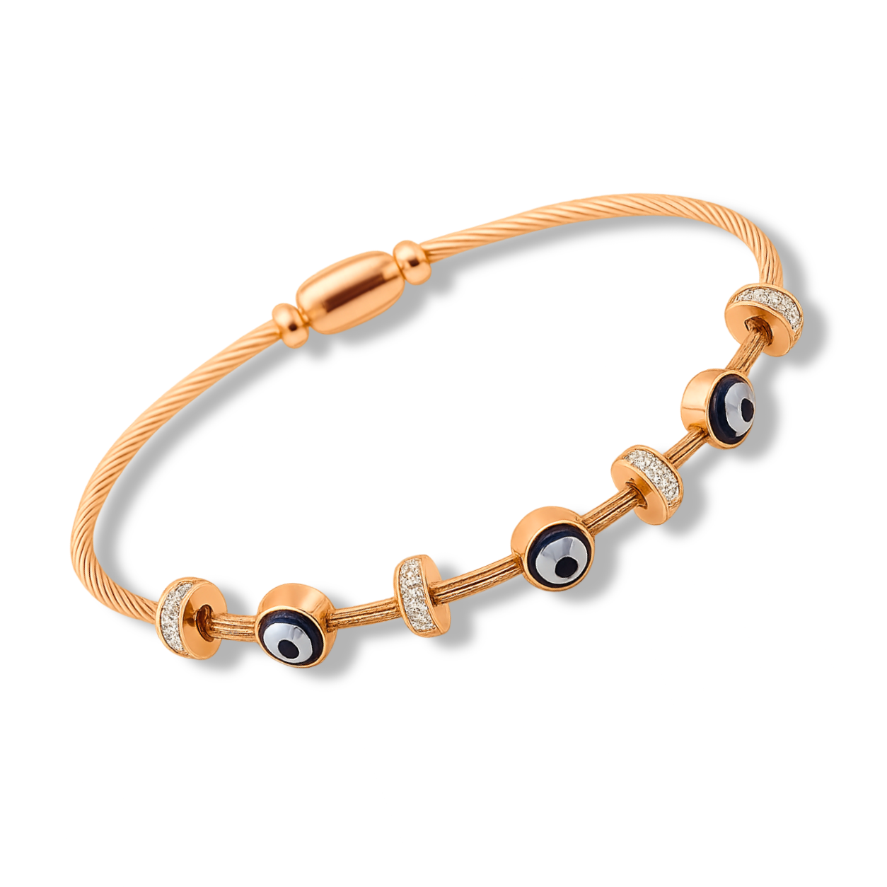 Rose Gold Evil Eye Charm Bracelet