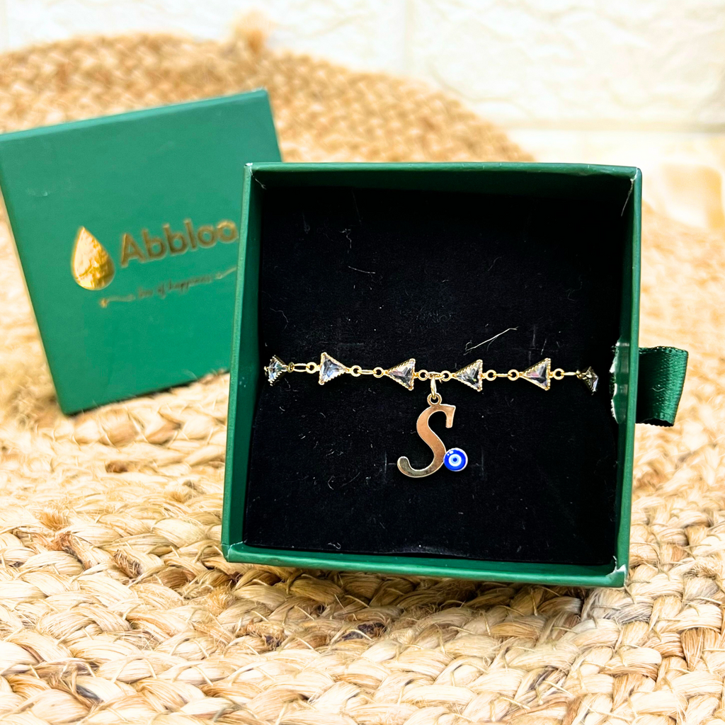Name Initial Evil Eye AD Bracelet | All Letters Available