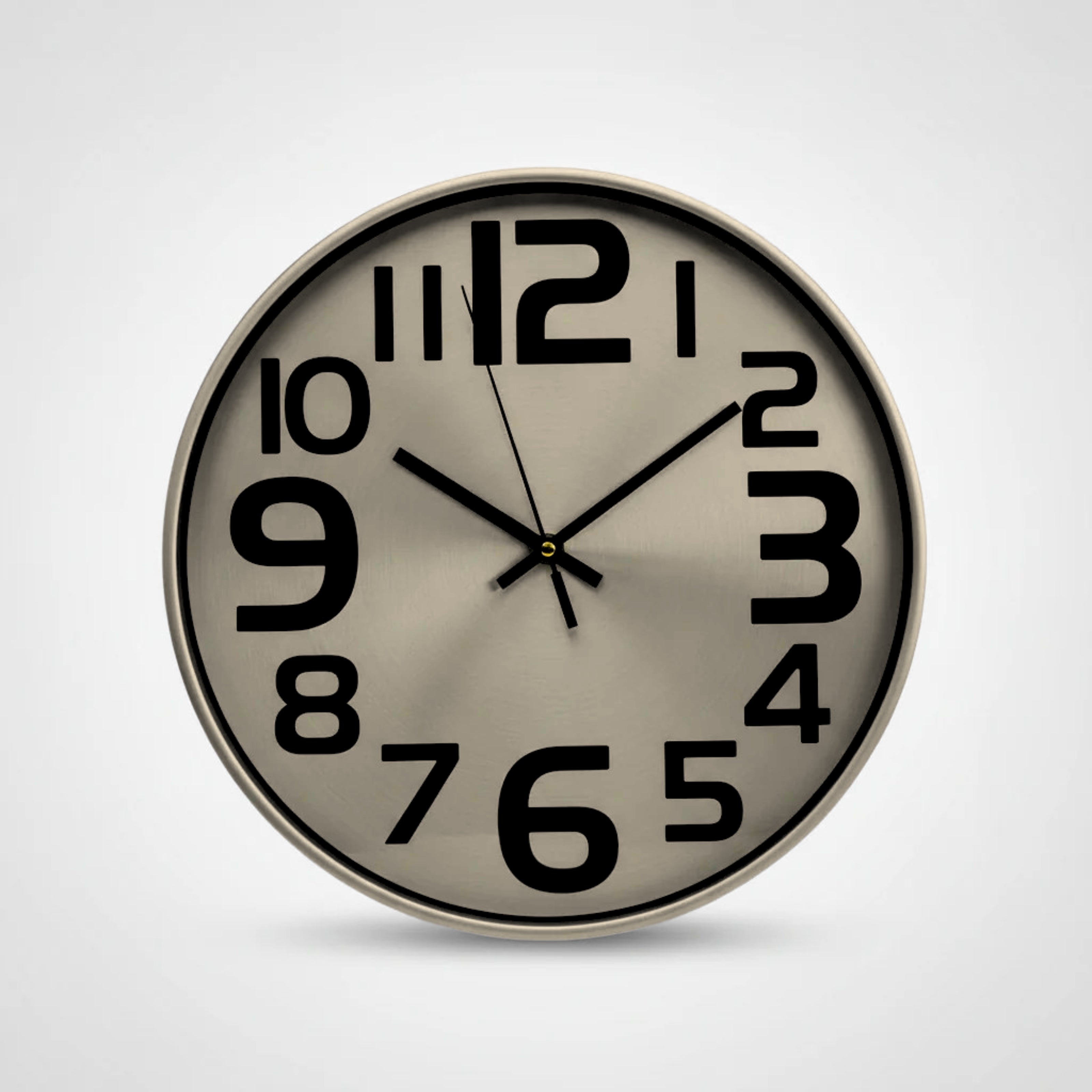 Modern Brushed Stainless Steel Round Wall Clock