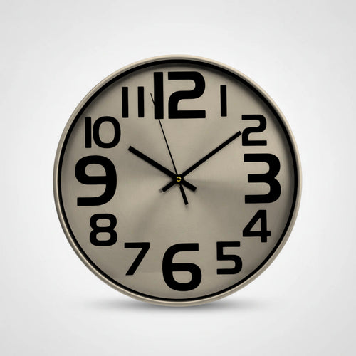 Modern Brushed Stainless Steel Round Wall Clock
