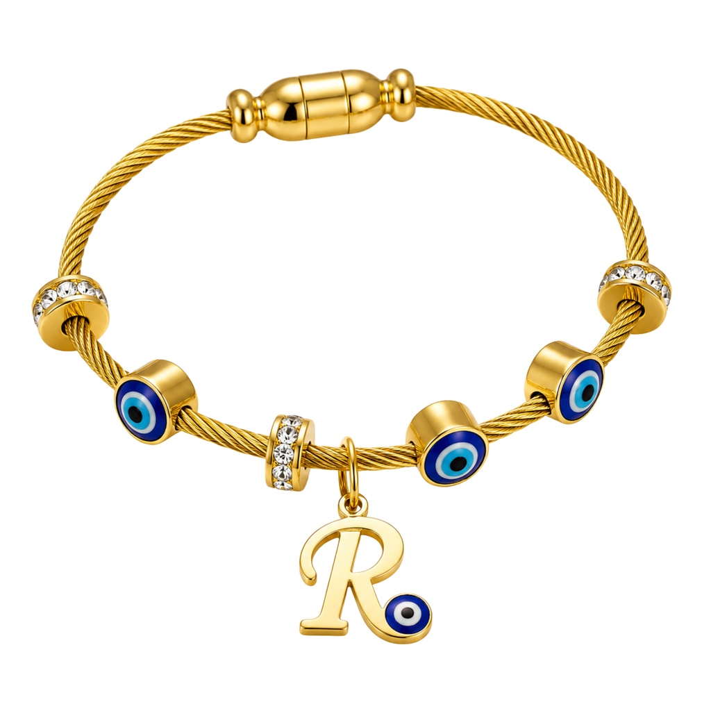 Personalized Evil Eye Initial Bracelet